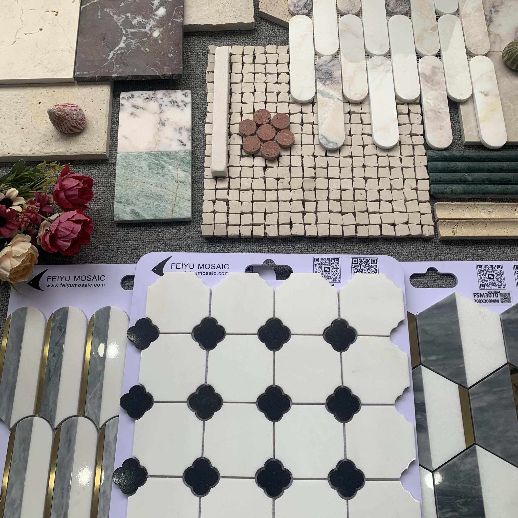 Rosso Levanto Marble Mosaic, deep red marble with elegant white veining ...