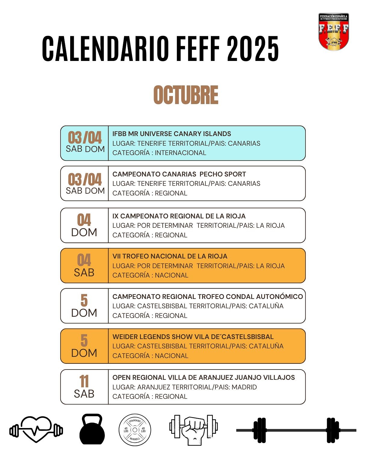 📢 Segunda Temporada del Calendario Provisional FEFF 2025 🗓️ La ...