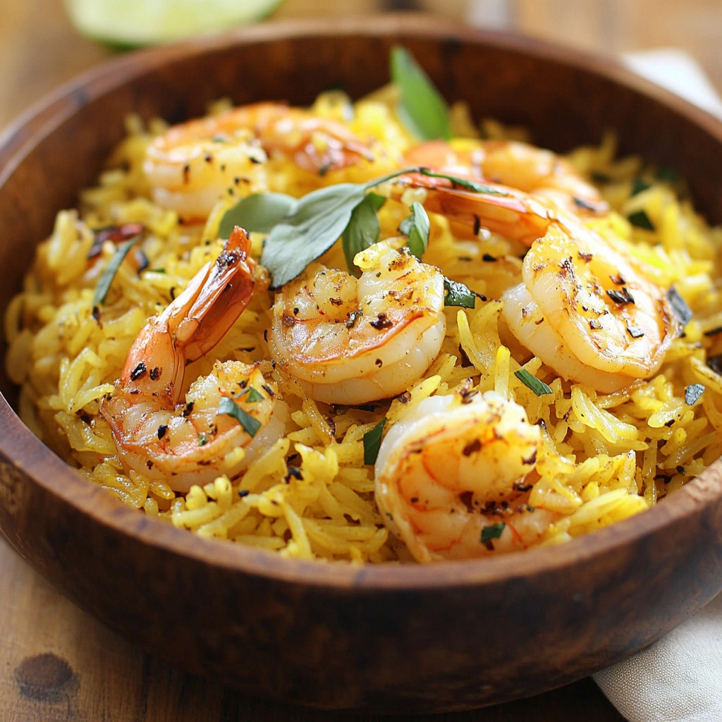 Recette - Riz jaune aux crevettes Ingrédients : 300 g de riz basmati ou ...