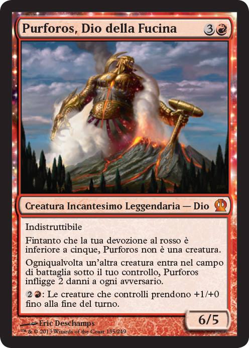 red god card mtg Magic: The Gathering Singles Magic The Gathering Purphoros, of The Forge 135 Theros THS THS135 0 Toys & Games Mogis deals 2 damage to that player unless they sacrifice a creature. Subtype: God, Colors: Blue, Red,