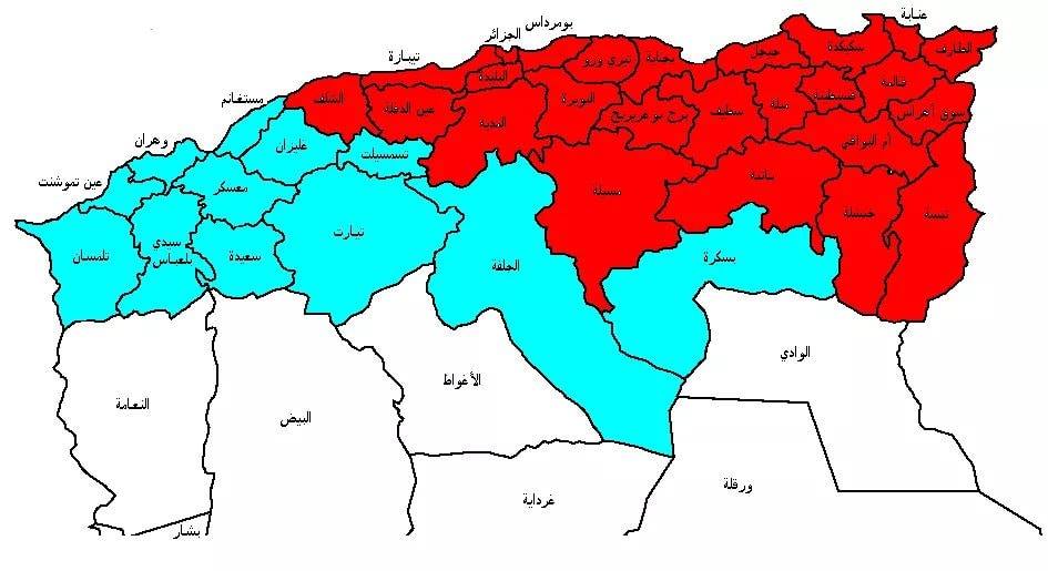 اخبار مليانة Miliana News هذه الخريطة تخص الاضطراب الجوي الجديد المنتظر الليلة ويوم غد الاحد وليس الاضطراب الذي يخصنا حاليا اللون الازرق زخات من الامطار اللون الاحمر امطار غزيرة والله