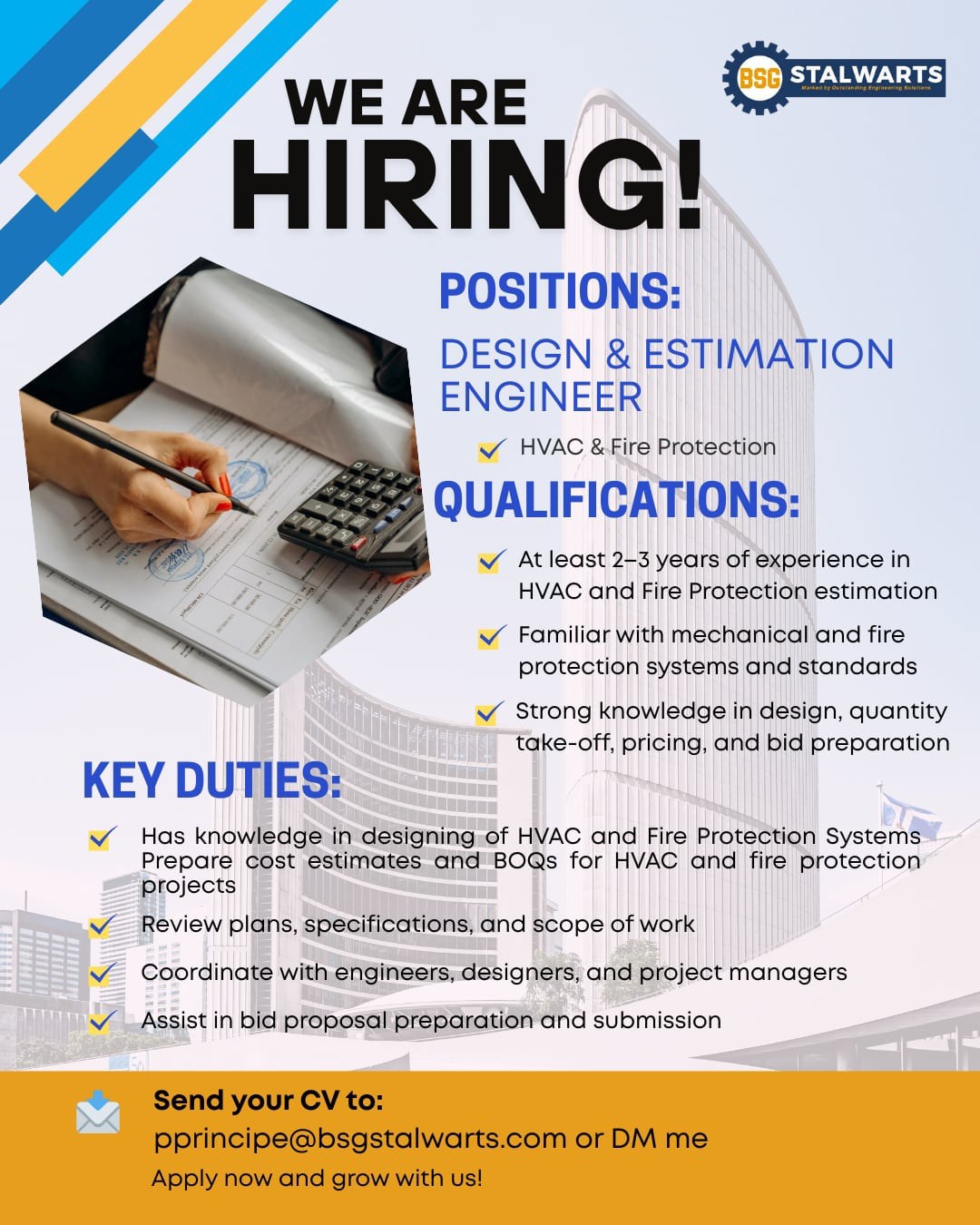 BSG-Stalwarts - WE’RE HIRING! Design & Estimation Engineer – HVAC ...
