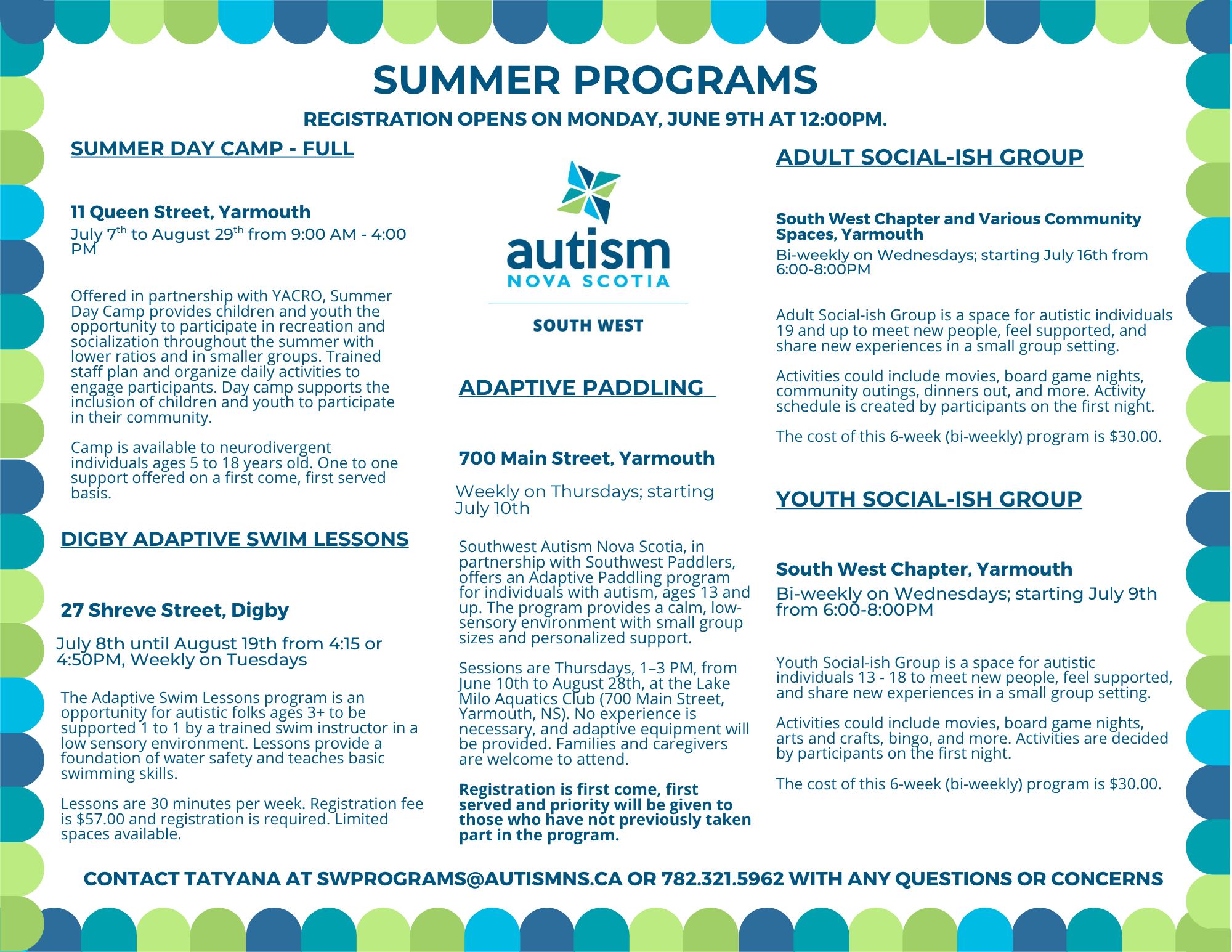 South - Summer Program Registration is now OPEN! We have two new ...