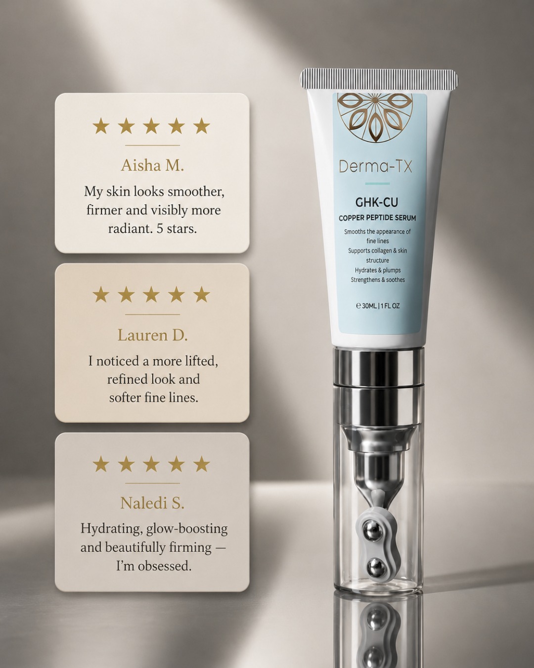 Meet the newest addition to your routine: Remedy Copper Peptide Complex Advanced Firming Serum. This dermatologist-created formula is powered by a high concentration of pure GHK-Cu, a copper peptide that supports the