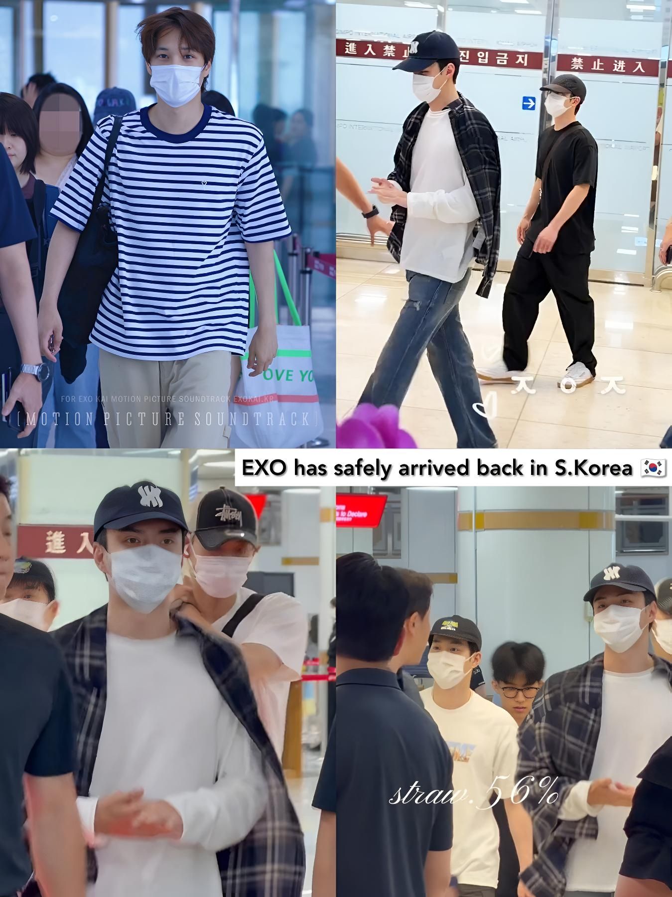 EXO members have safely arrived back in Seoul, Korea after