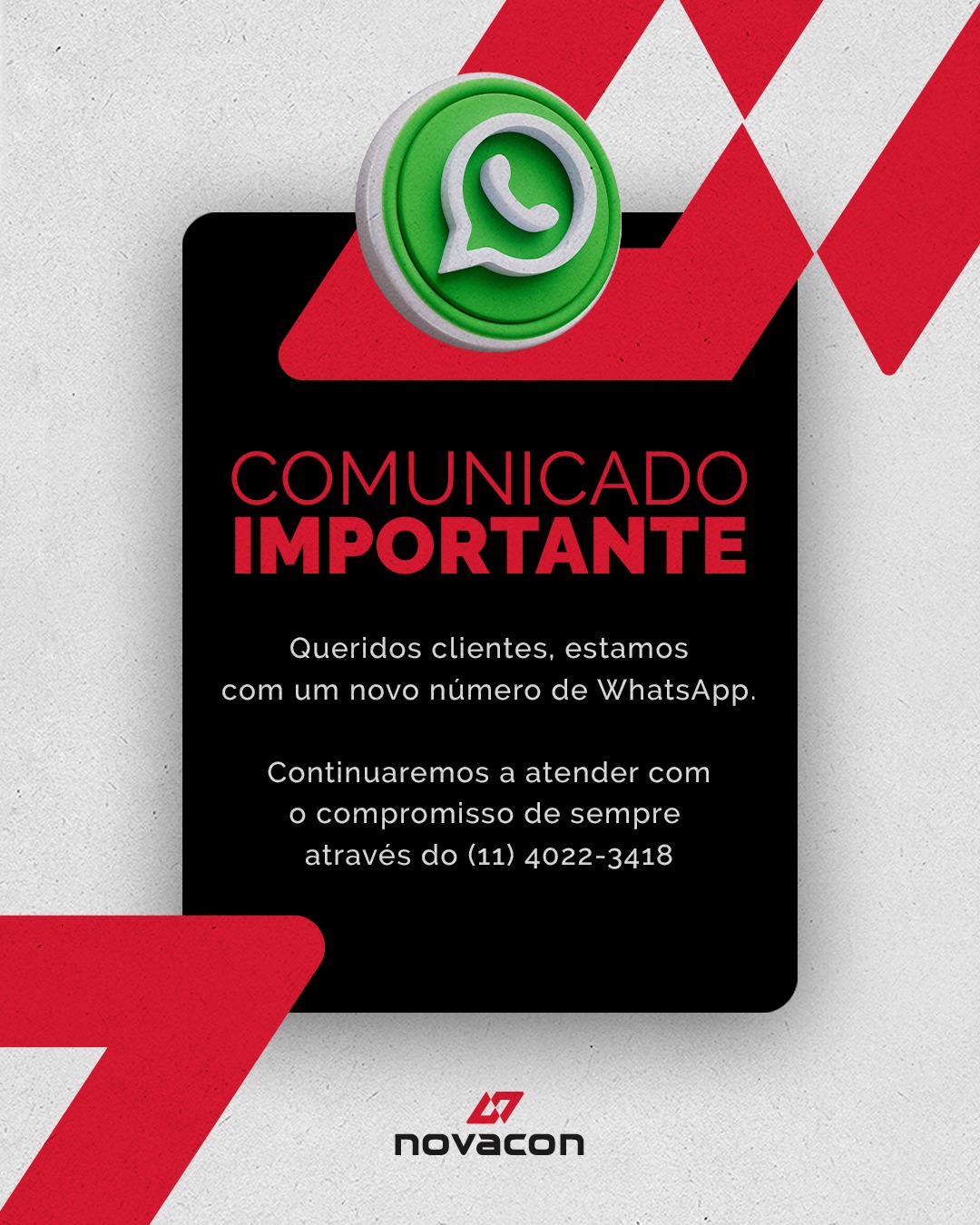 Novacon - ⚠️ATENÇÃO!! Nosso novo WhatsApp é (11) 4022-3418 Nosso número ...