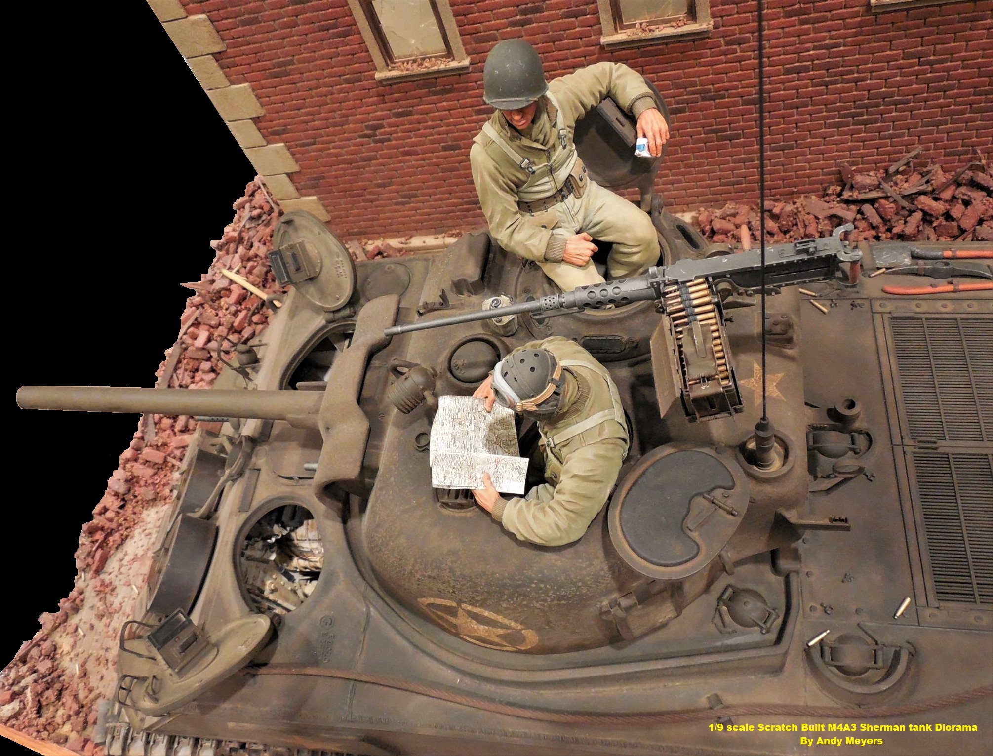 My 1/9 scale Scratch Built M4A3 Sherman Diorama. Everything you