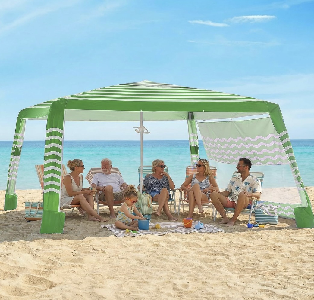 tent shadow Vibemo Beach Tent, Beach Canopy Sun Shade with UPF50+ UV Protection, 10x10ft, Includes 8 Sandbags, Sand Shovel, Ground Pegs & 4 Stability Poles, Pop Up Sun Shelter for Camping, Picnics, Backyard Color:LEMON SCARLETTA Secure footing Ainfox 10x10 Pop Up Upto40off