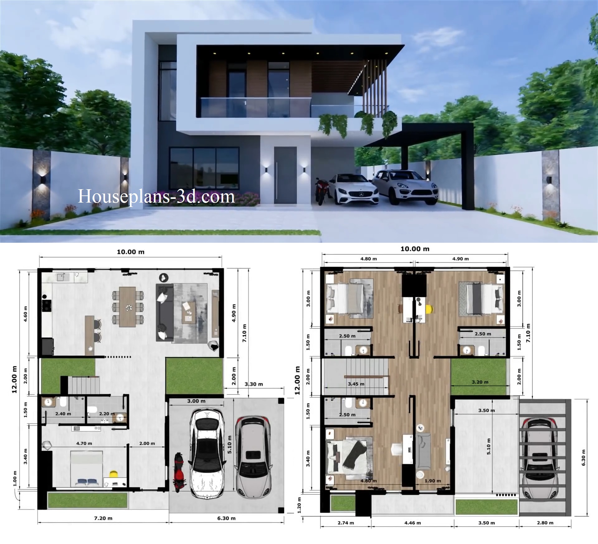 HousePlans 3D - Modern House Design 10x12 m with swimming... | Facebook