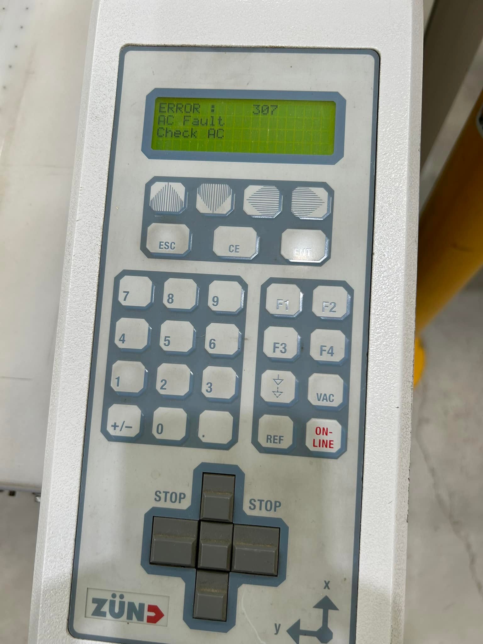 Zund L-1200 power on error with x axis encoder issue