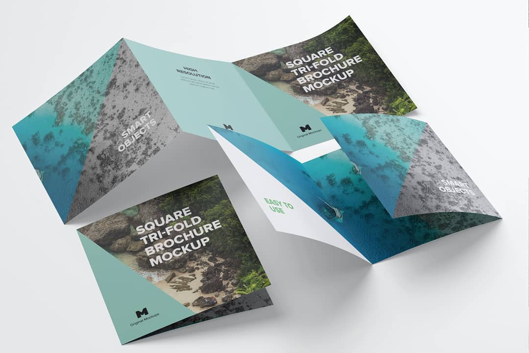 Download Square Tri Fold Brochure Mockup 06 An Original Mockups Facebook PSD Mockup Templates