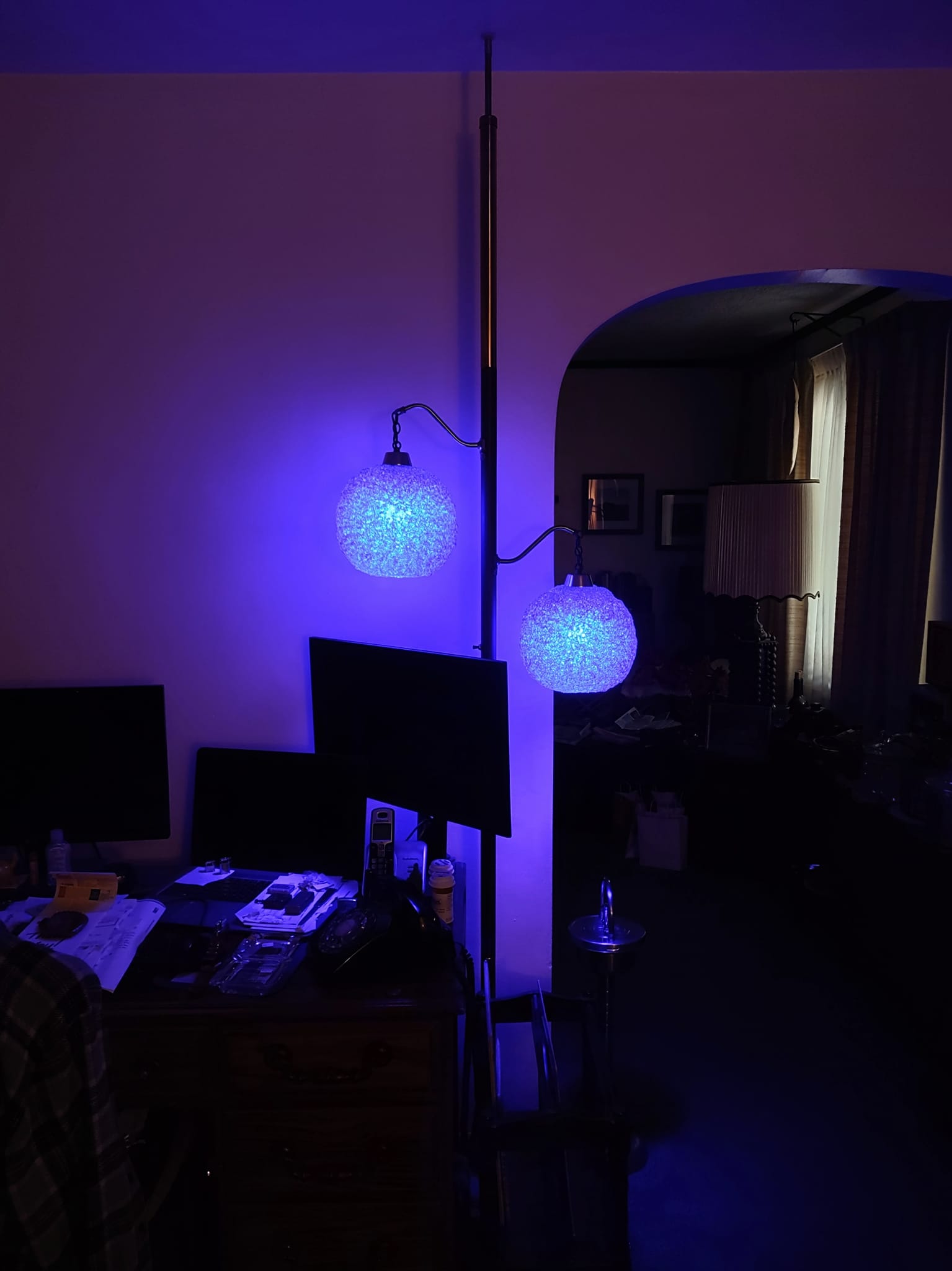 Vintage Tension Pole Lamp with Lucite Spaghetti Shades Find