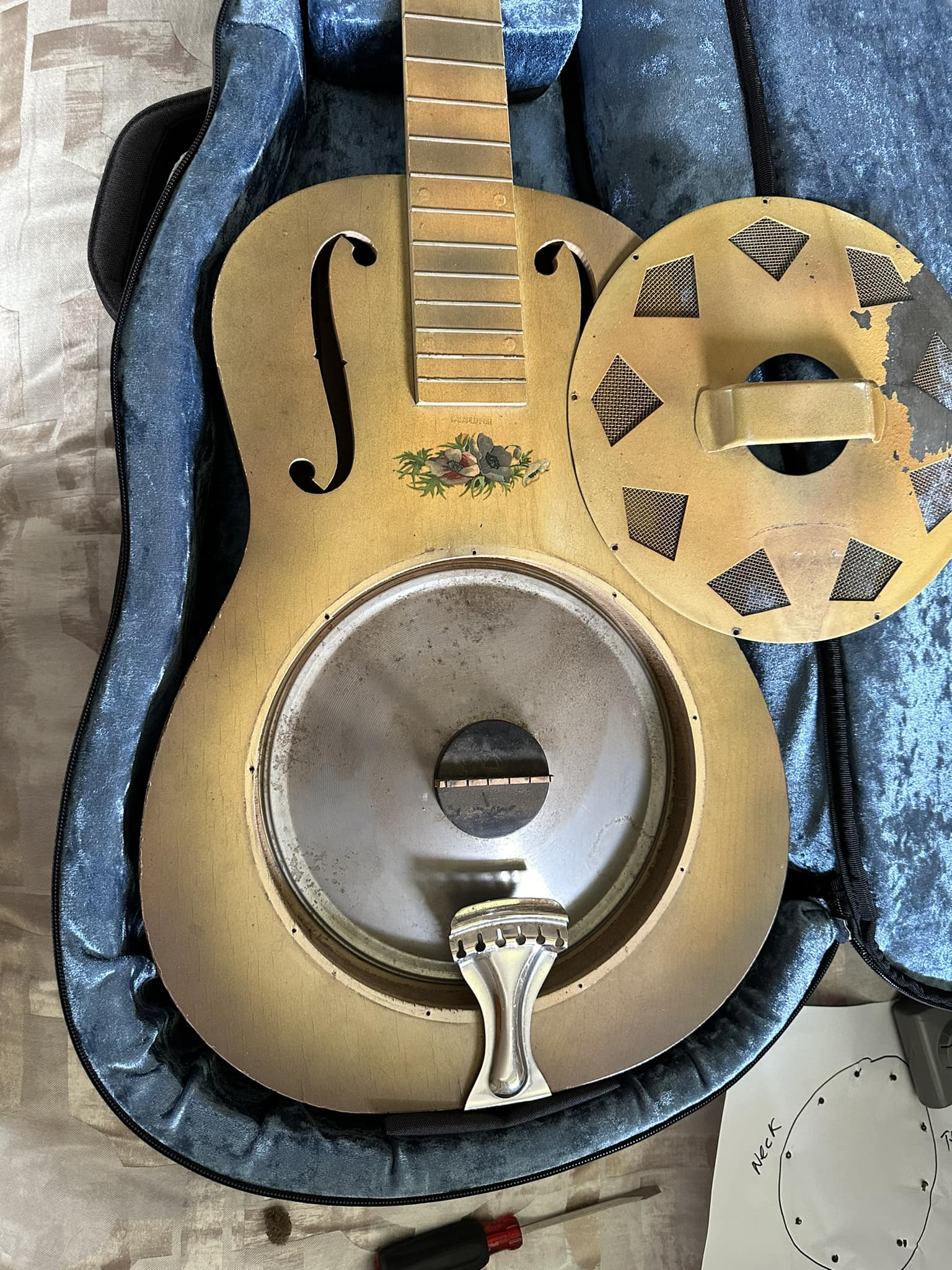 National resonator guitar with original 1928 cone