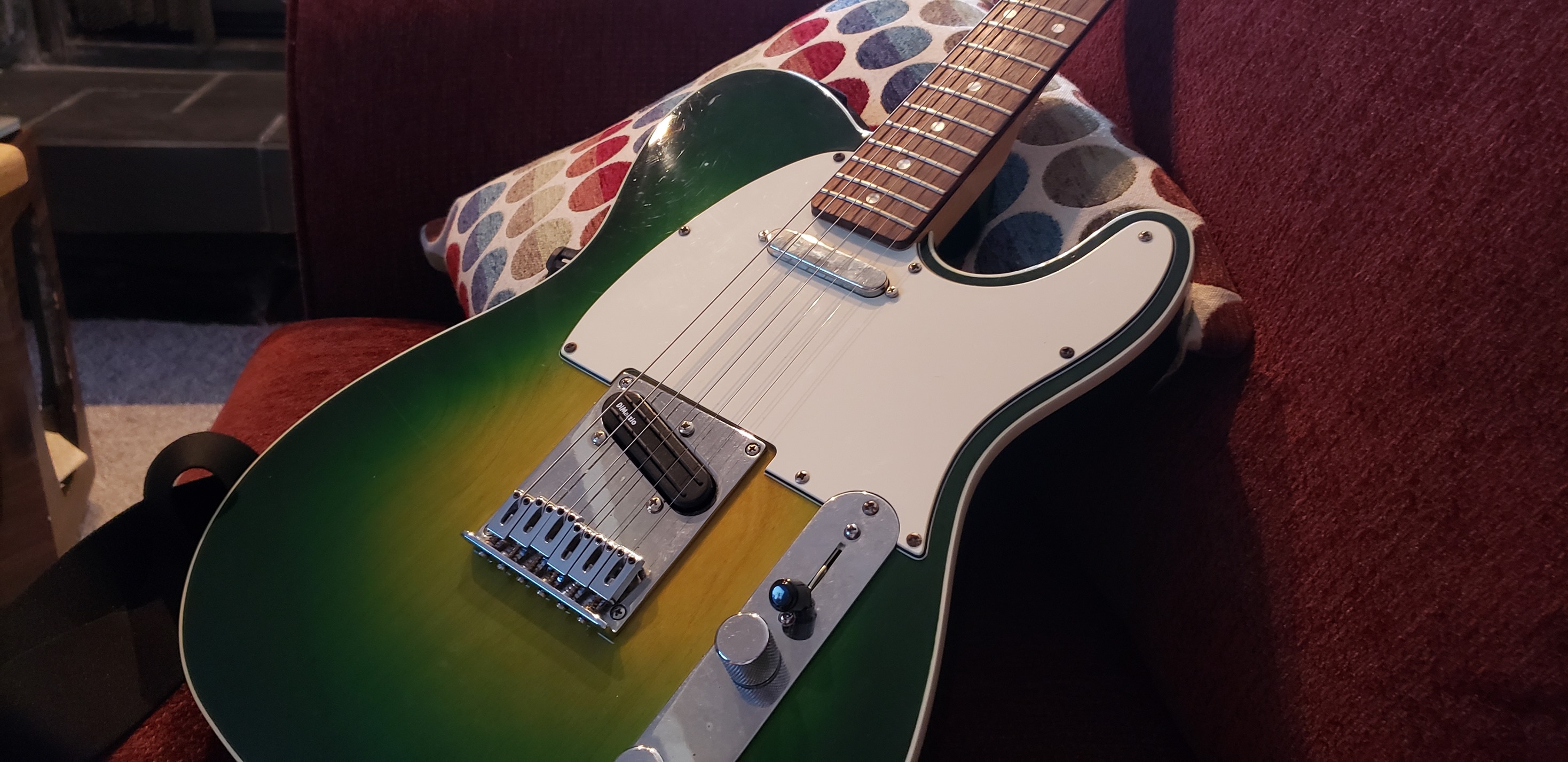 Unique American Deluxe Stratocaster guitar with shaved headstock