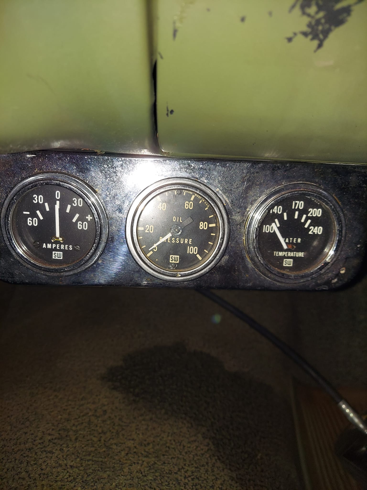 David Brown Tractor Gauge Set - Tachometer, Temp, Oil Pressure, Amp, Fuel - Chrome