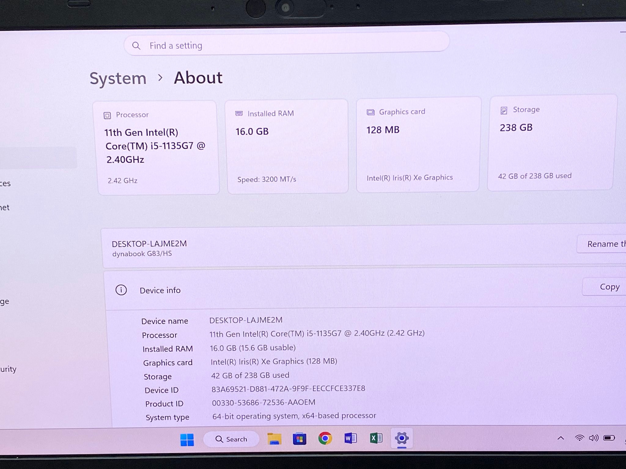 Toshiba Dynabook G83 | CPU I5-1135G7 / Ram 16gb / SSD 256gb / Màn 