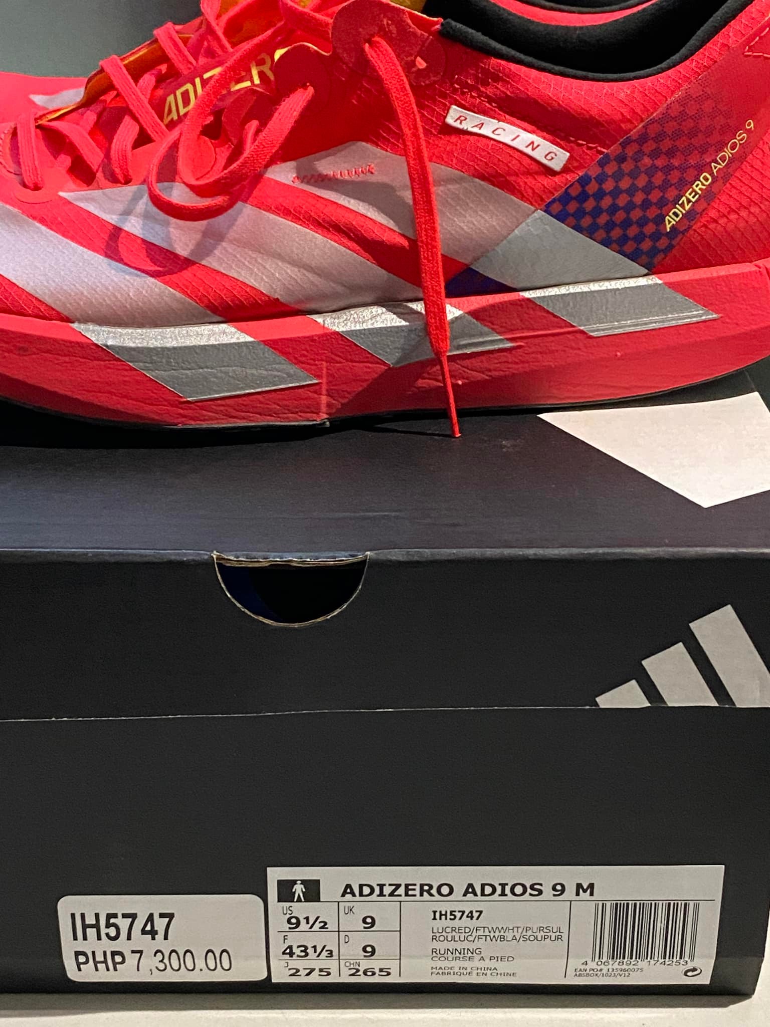 Adizero Adios Pro 4 for sale at 8,000 PHP, size 9 US, brand new