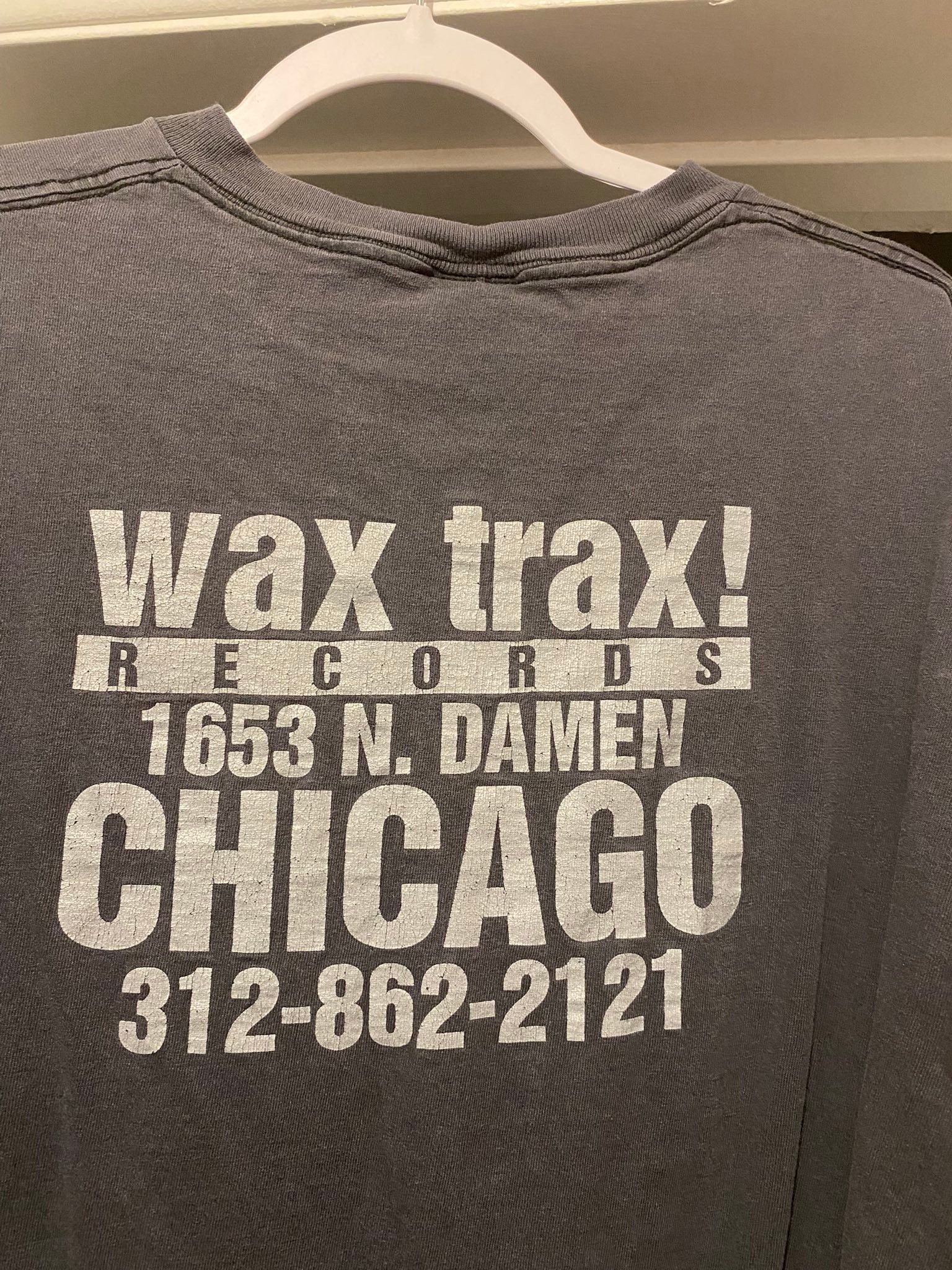 Wax Trax T-shirt from the 1990s featured in High Fidelity movie