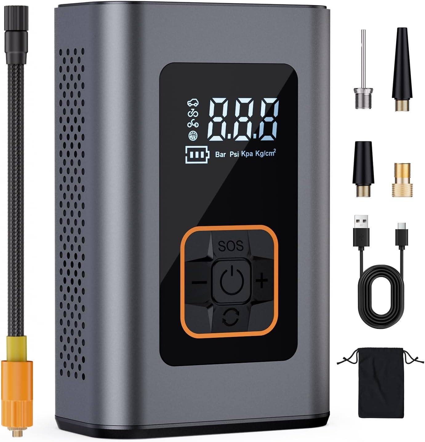 Tire Inflator Portable Air Compressor, 3X Faster Cordless Air Pump 4000mah Inflatables 12v Dc Bike Pump Digital 150psi Pressure Gauge Led Light Car Bi