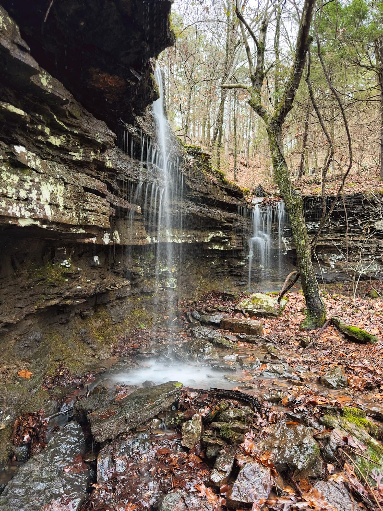 Unique waterfalls with orange hues from iron