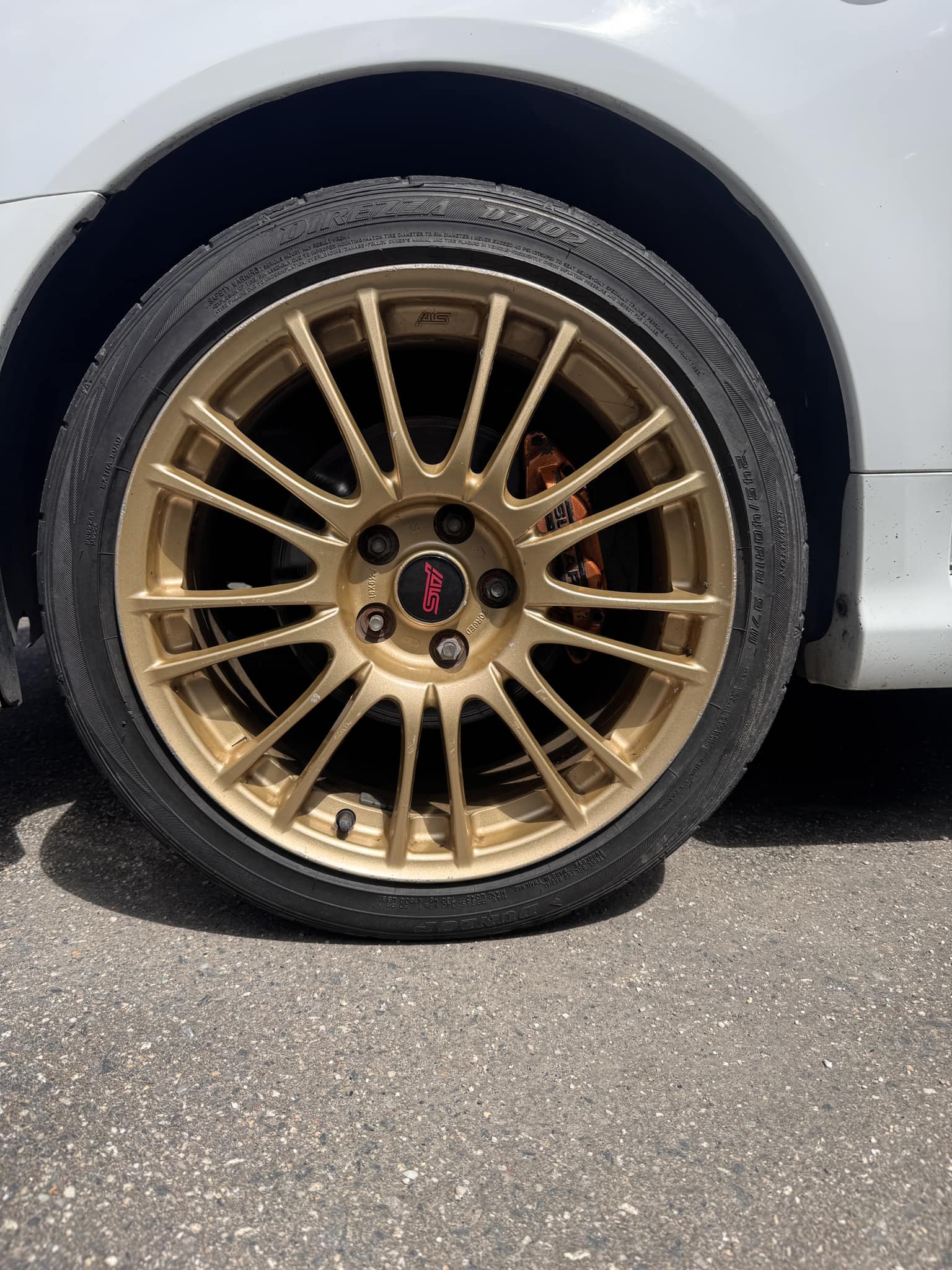 I have a set of Genuine 08 wrx sti rims and Dunlop Direzza Dz102 