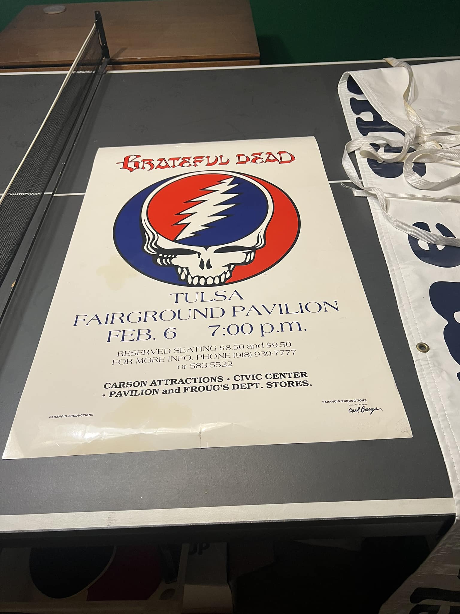 Rare Grateful Dead concert poster from Tulsa Fairground Pavilion