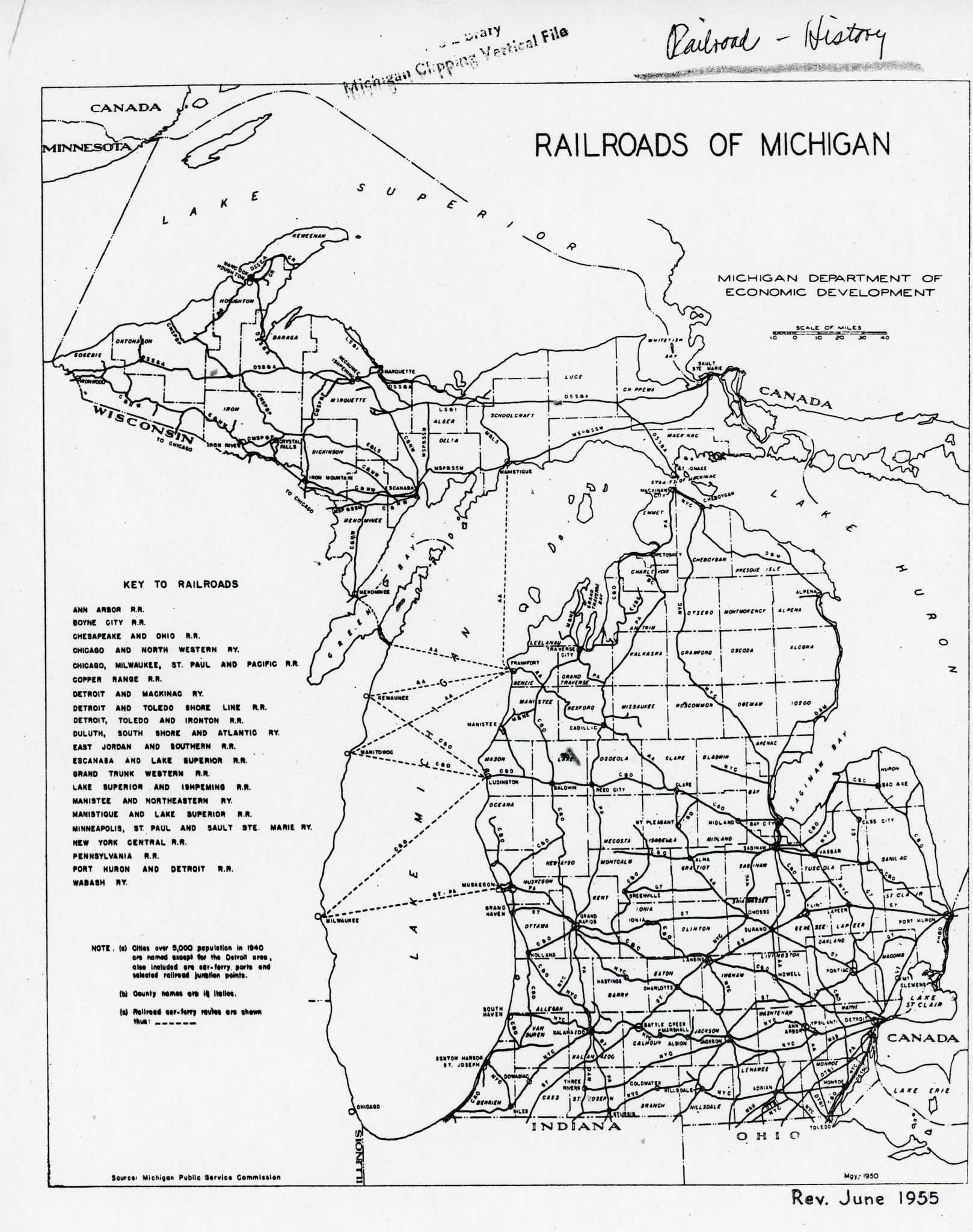 Railroads of the Lake Superior Region | Two statewide railroad maps for ...