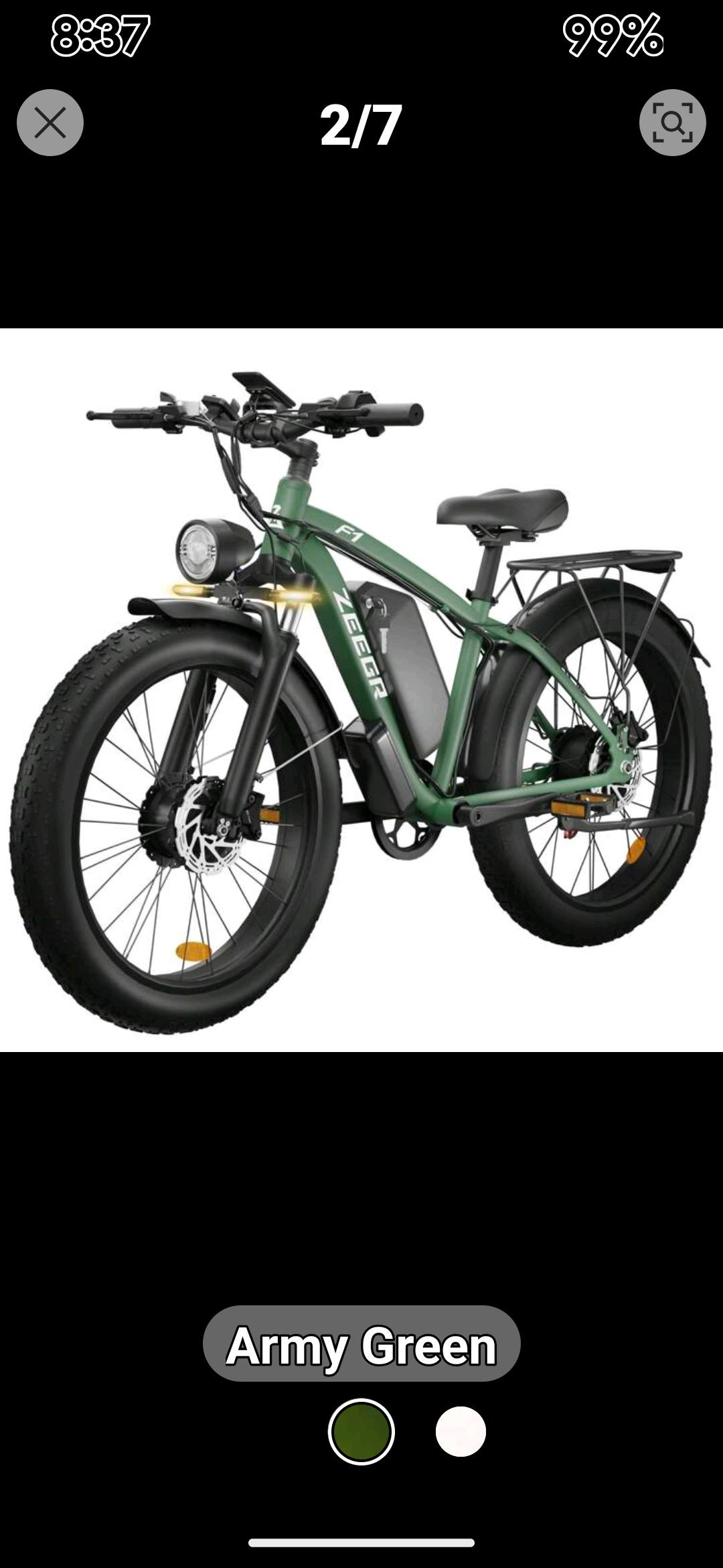 Vélo électrique Bluvall/Zeegr F1 - Double Moteur 48V 22.4AH - Haute Qualité, Couleur Vert - Neuf