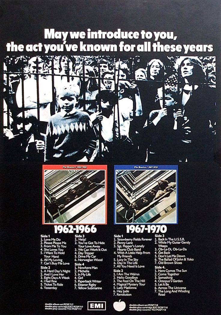 1973 UK EMI Apple Records Promo Poster for “Red” and “Blue.