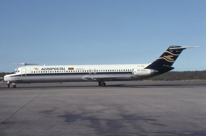 Aerospostal YV-32C plane in 1990 livery
