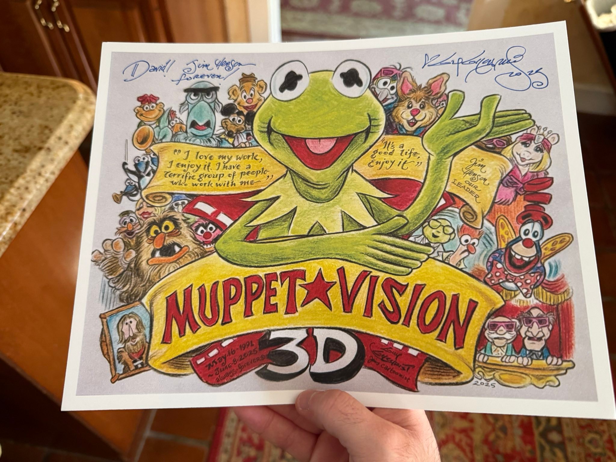 Guy Gilchrist autographs Muppet Vision 3D art print at 2025 Fan