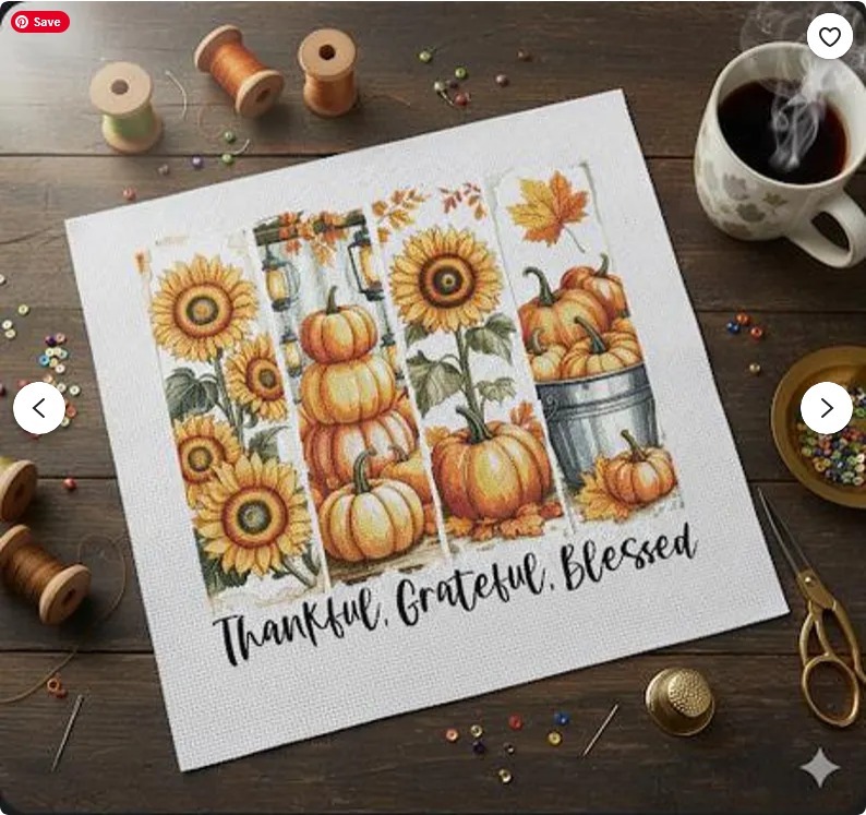 Free Printable Cross Stitch Patterns | Thankful Grateful Blessed Autumn ...