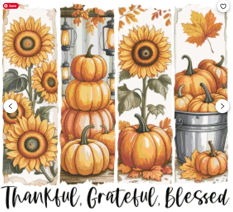 Free Printable Cross Stitch Patterns | Thankful Grateful Blessed Autumn ...