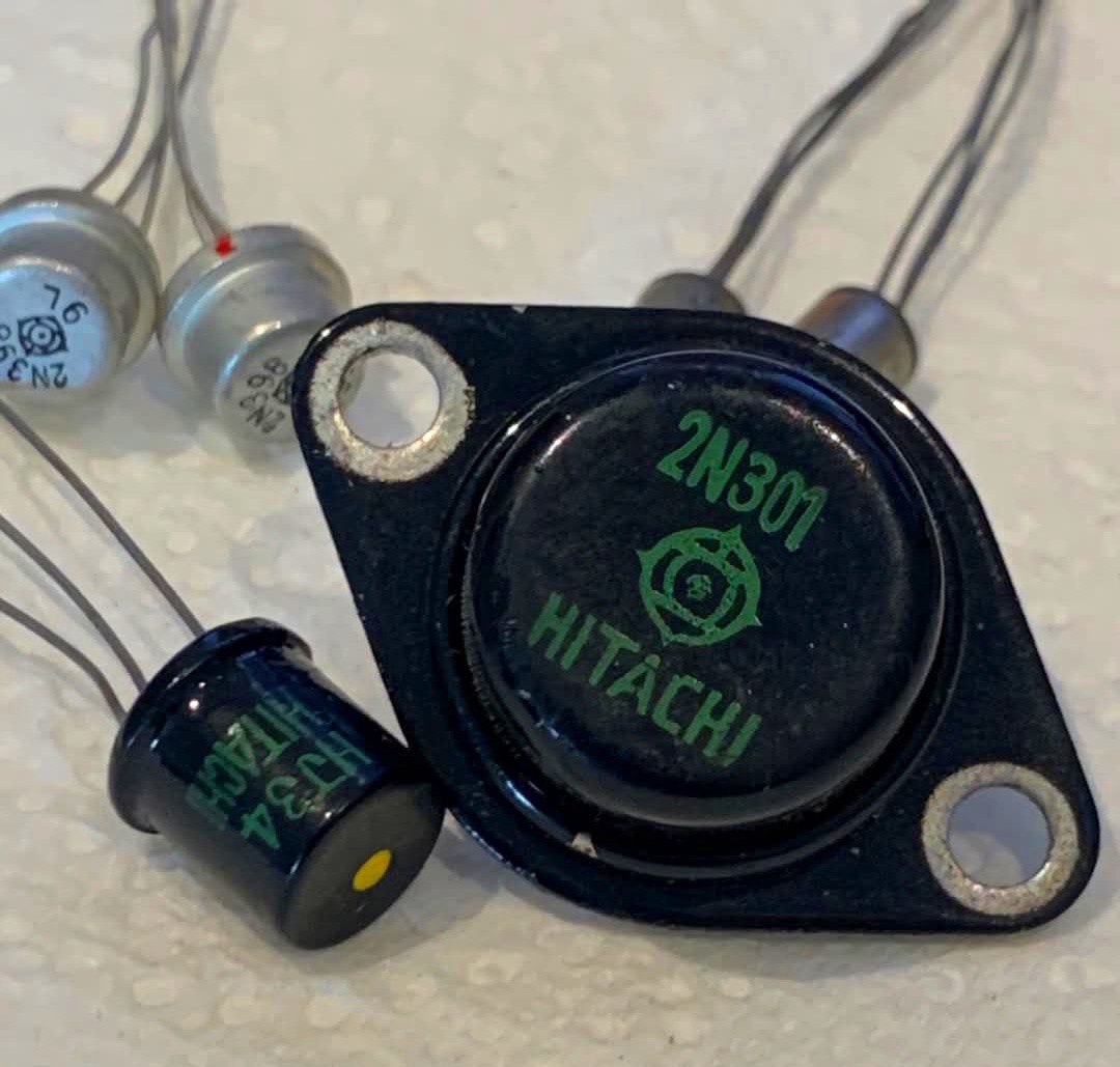 Vintage Japanese transistors including Hitachi and 2N301