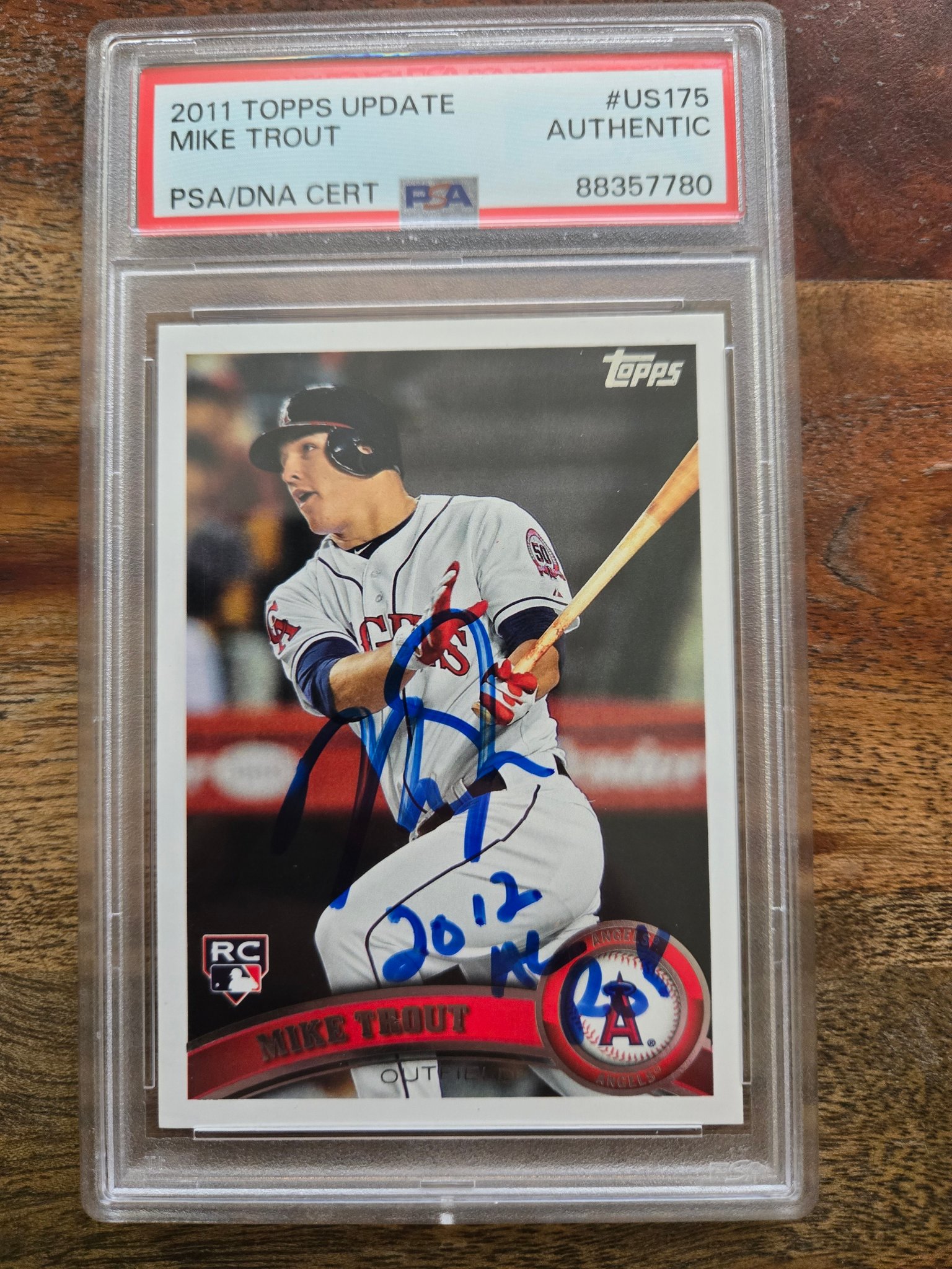 Mike Trout and Nolan Ryan dual autograph card