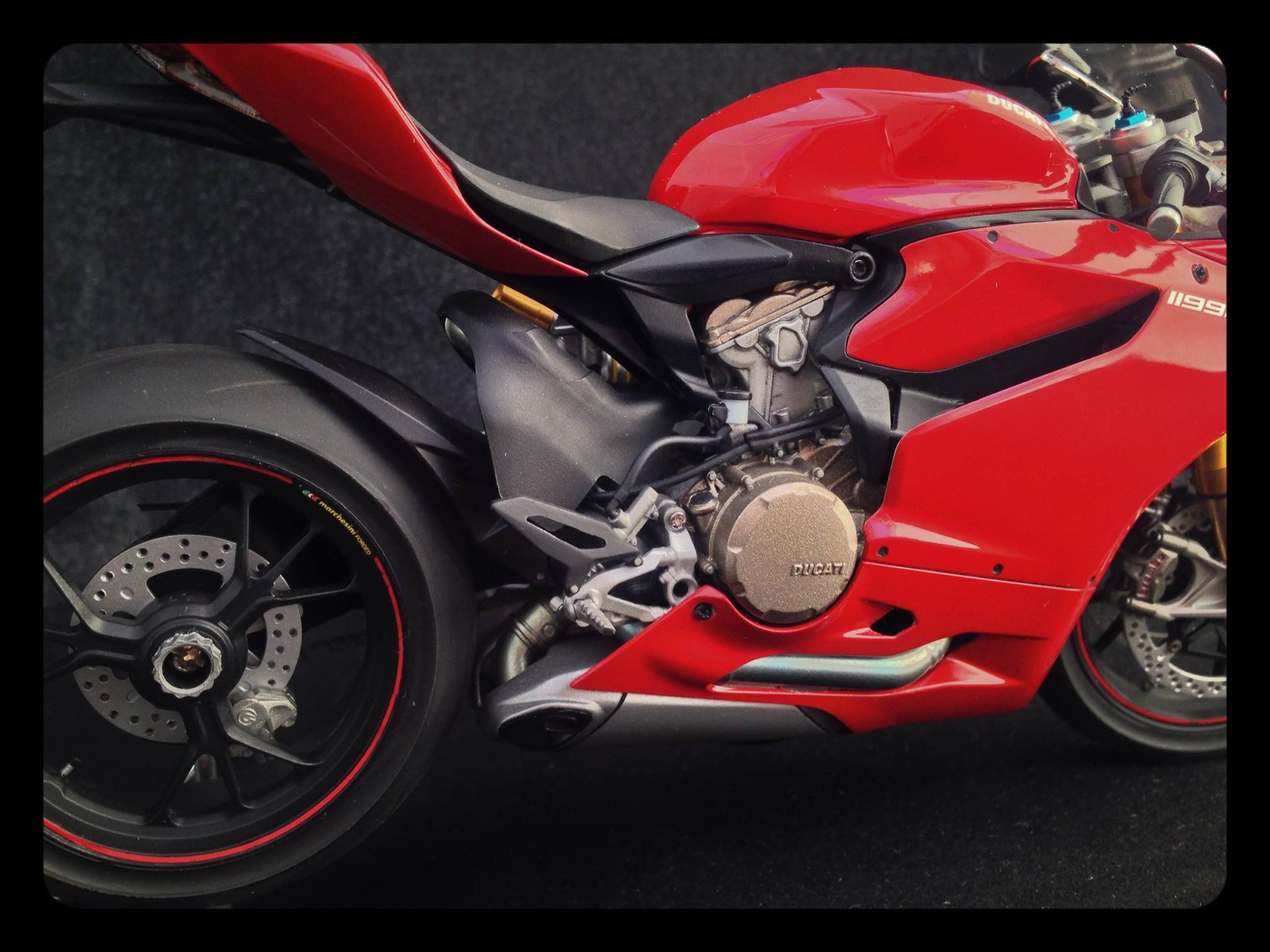Finished 1/12 scale Tamiya Ducati D'Antin Pramac GP4 MotoGP model