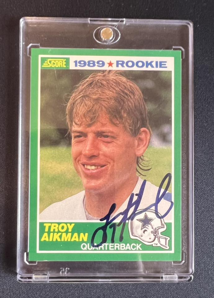 Troy Aikman rookie card has unwanted sticker