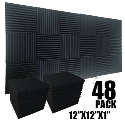 48 Pack Acoustic Foam Panel Wedge Studio Soundproofing Wall Tiles 12" X ...