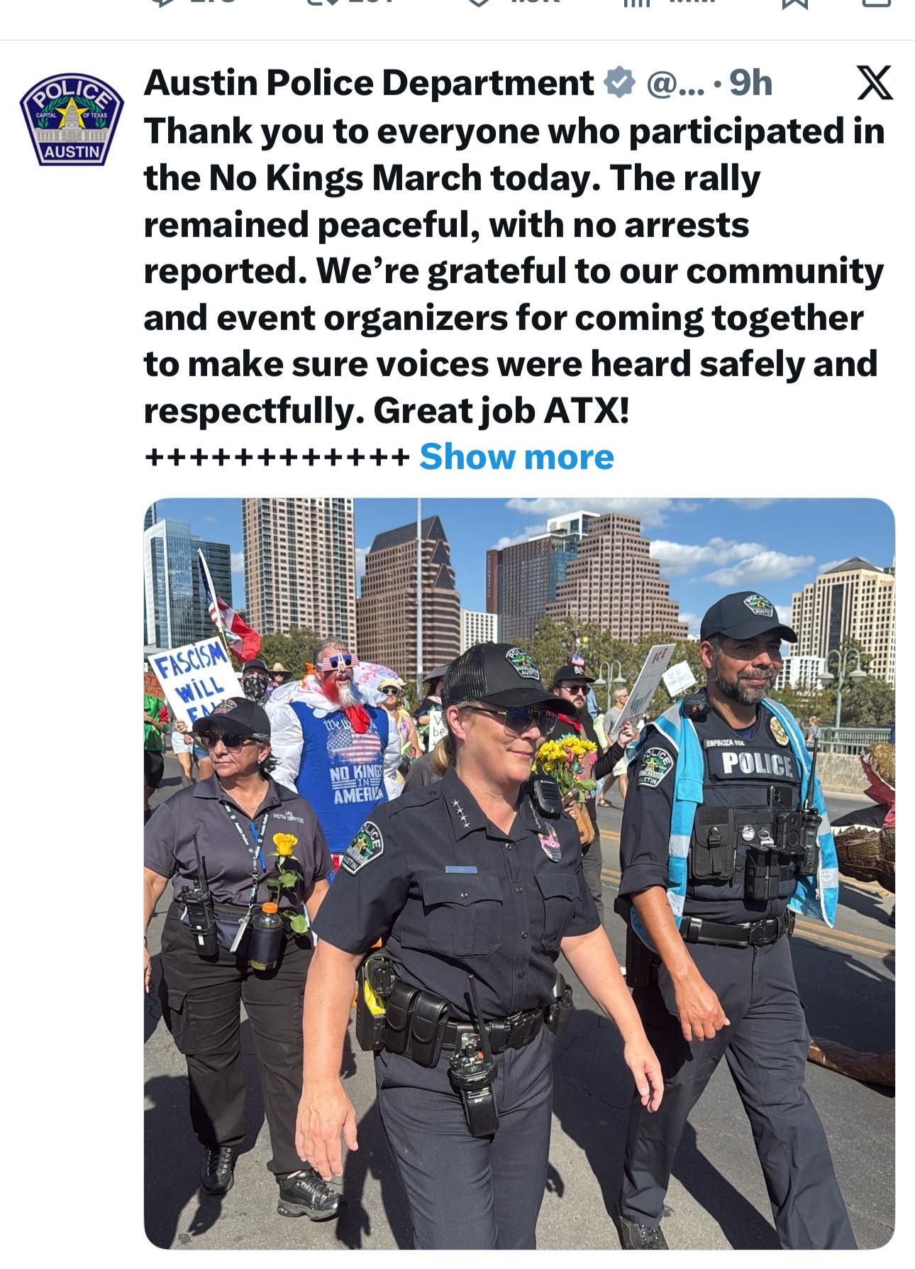 Sue - Austin Police Chief Lisa Davis keeping the peace while walking ...