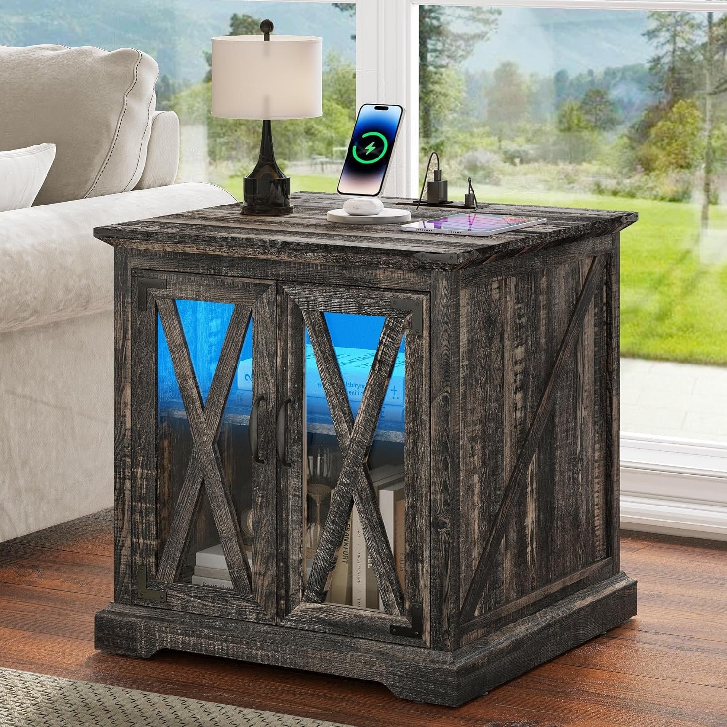 Segawe 24" End Table With Wooden Shelves - Side Sofa Table For Living Room