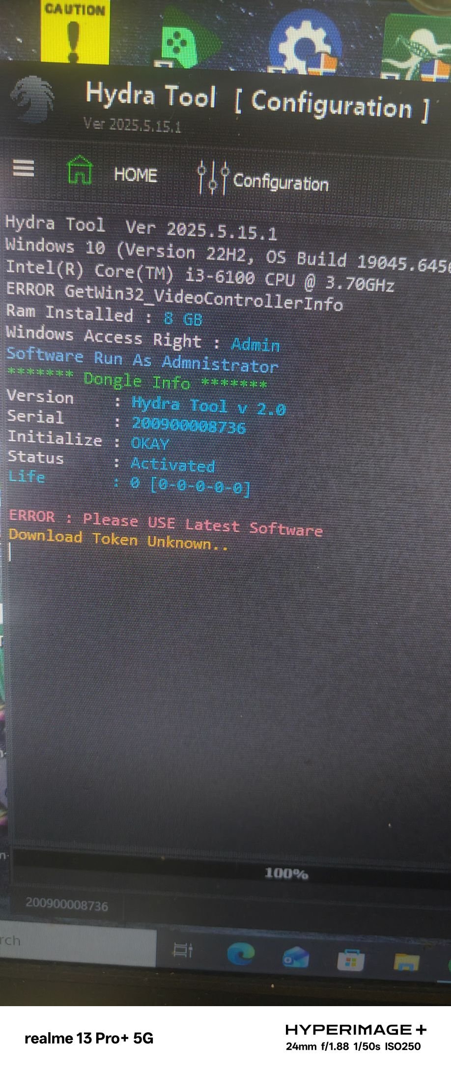 Hydra Tool Support | Using latest software always gives me this error ...