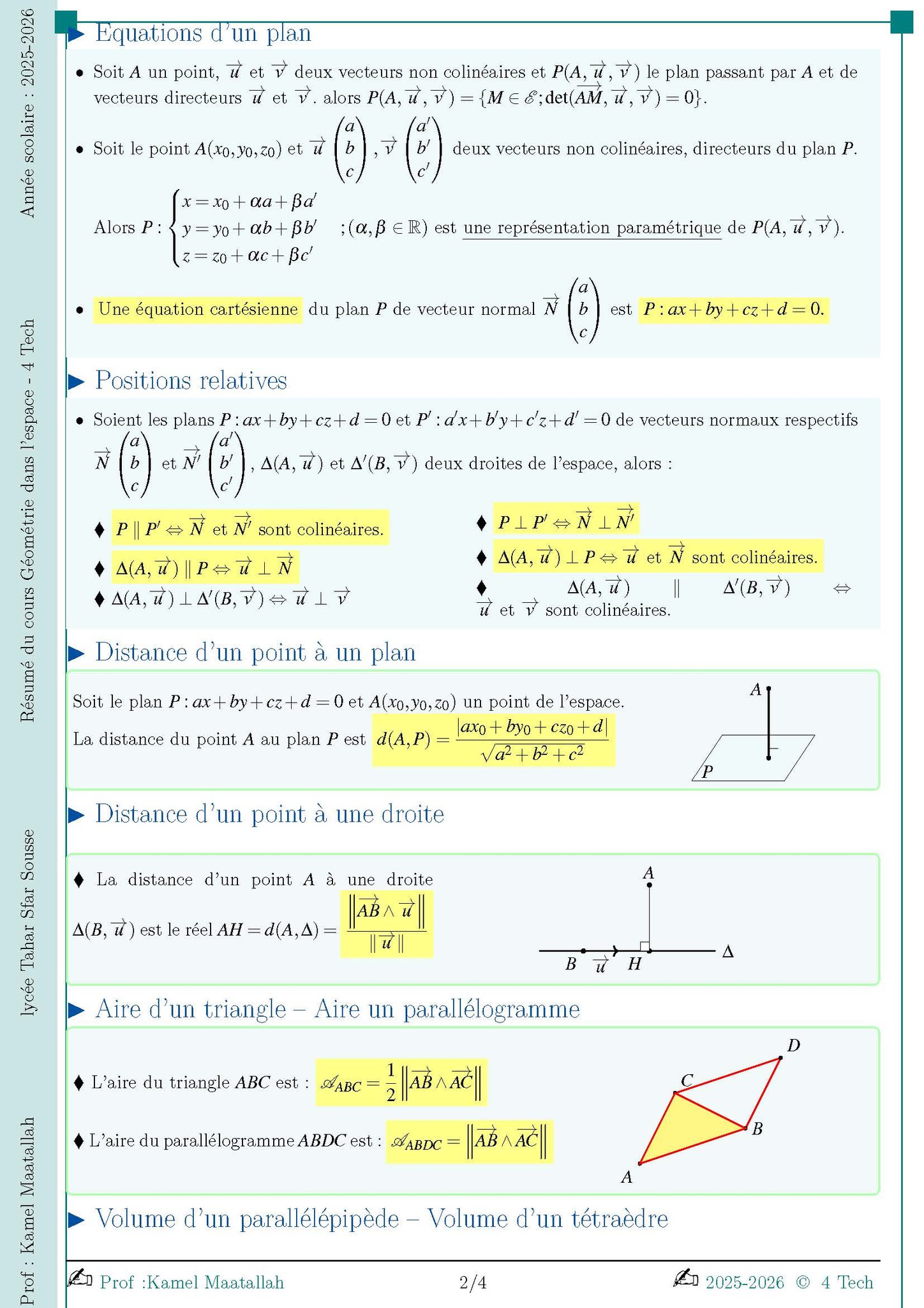 2 bac sm maths maroc | Résumé de cours : géométrie dans l'espace | Facebook