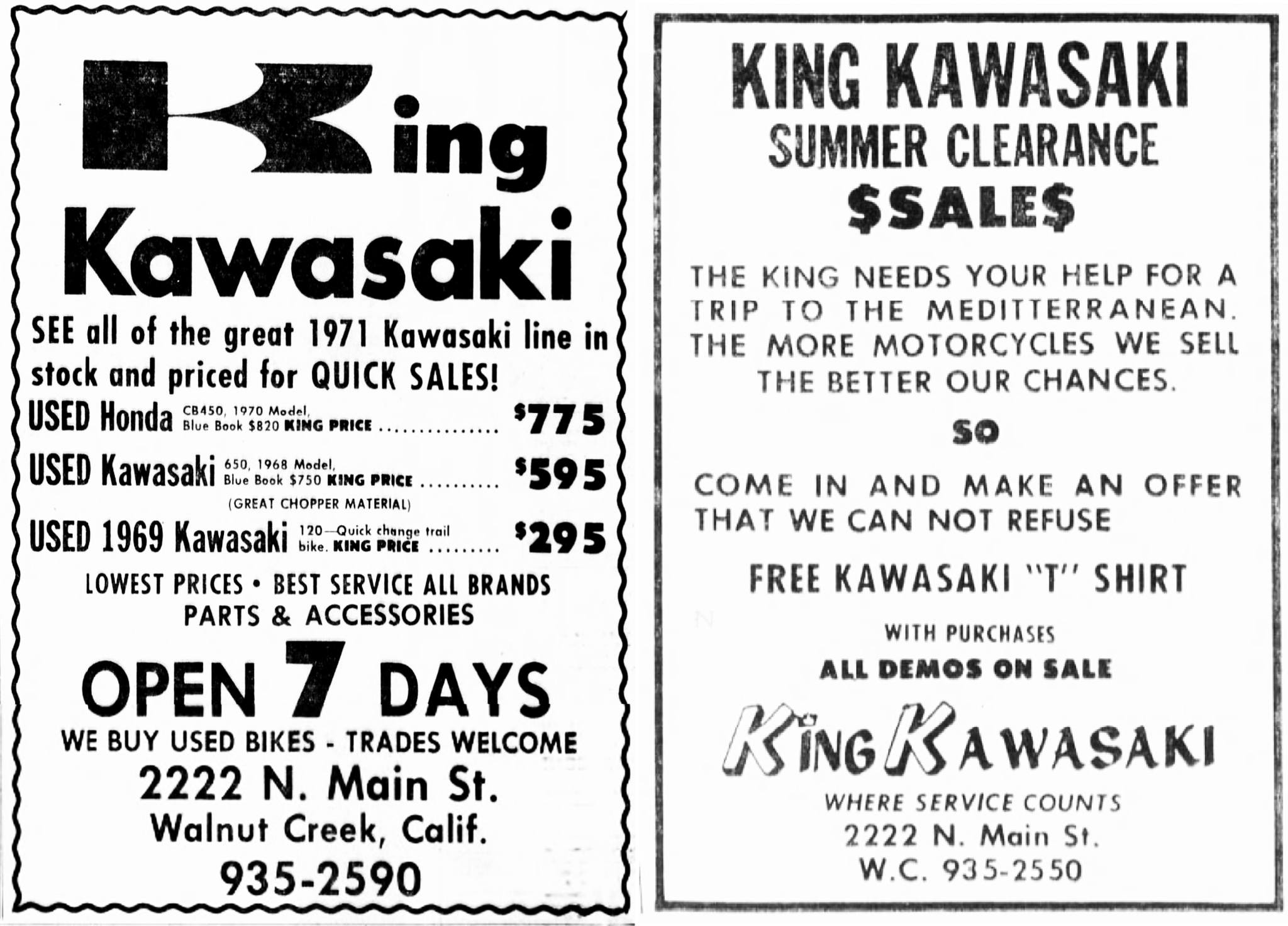 King Kawasaki dealership in Walnut Creek, CA on Main Street