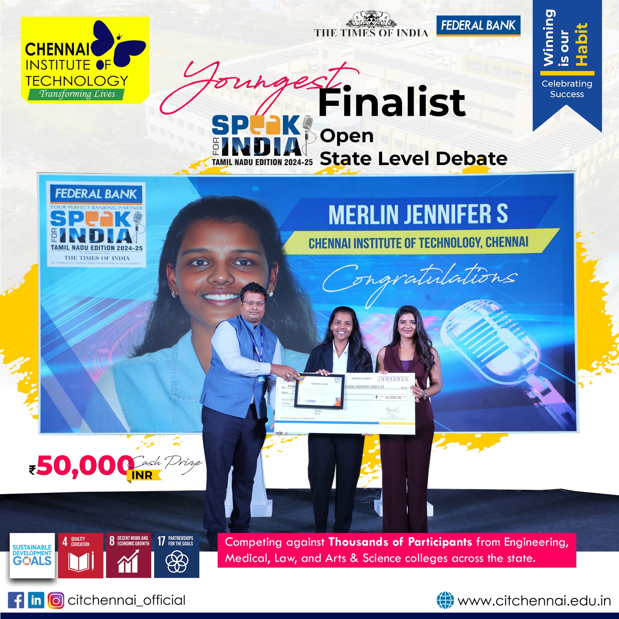 Chennai - 🎉 Congratulations to Ms. S. Merlin Jenifer from Chennai ...