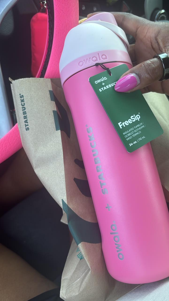 Pink Owala FreeSip tumbler with Starbucks collaboration