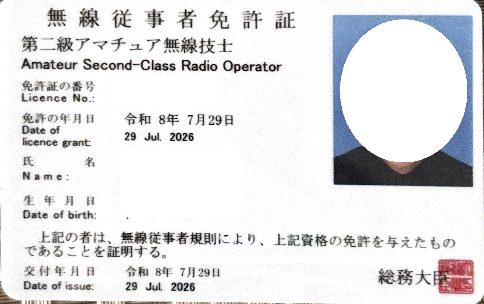 はじめまして 昭和63年(1988)12月に電話級を取得し、平成をジャンプし