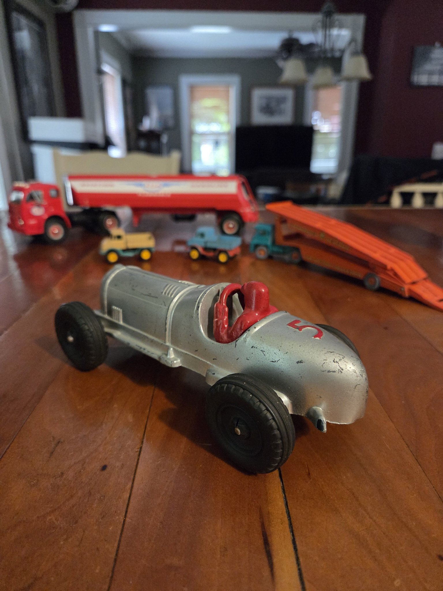 Vintage Dinky toy Esso fuel tanker trucks from the 1960s