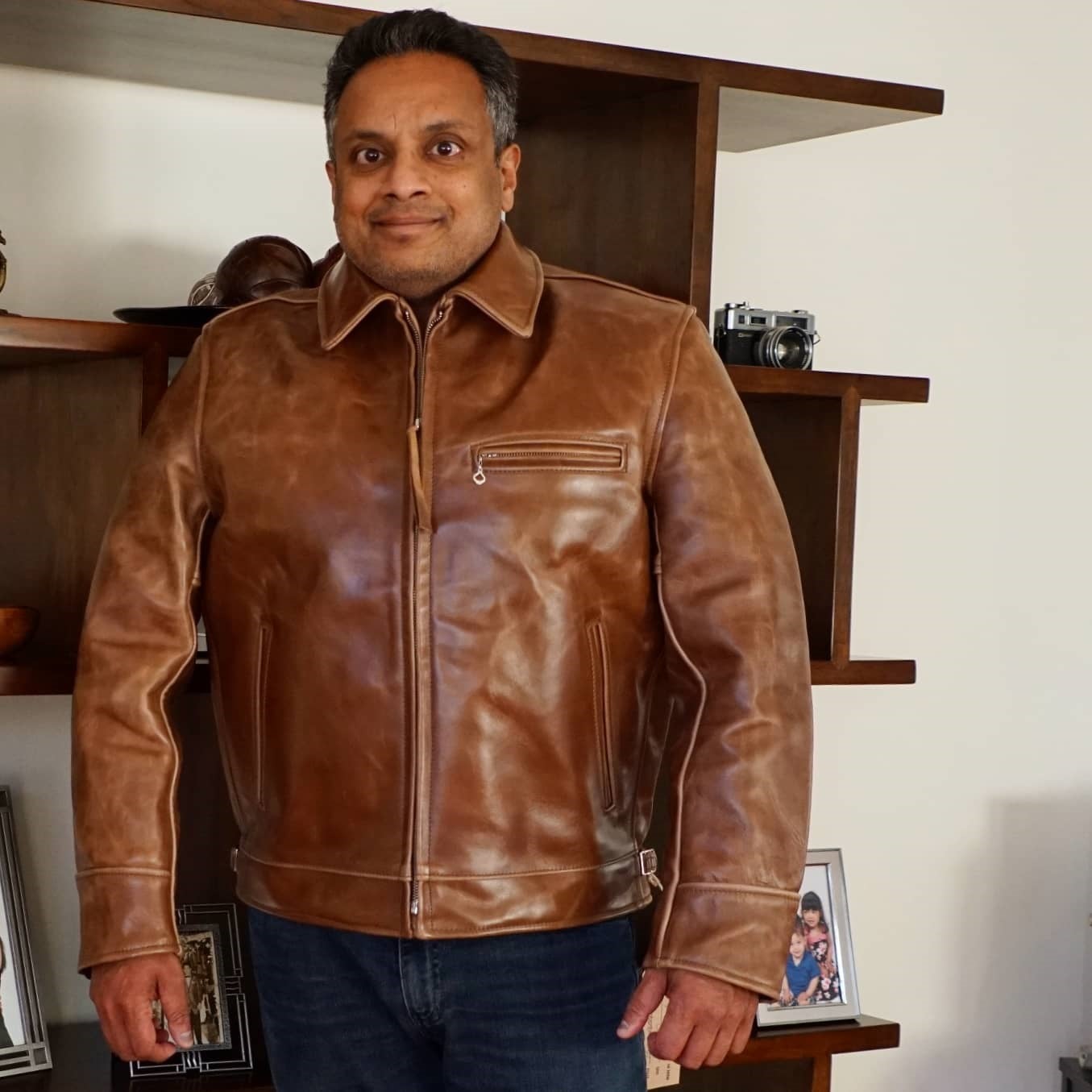 Aero Highwayman jacket in natural FQHH leather