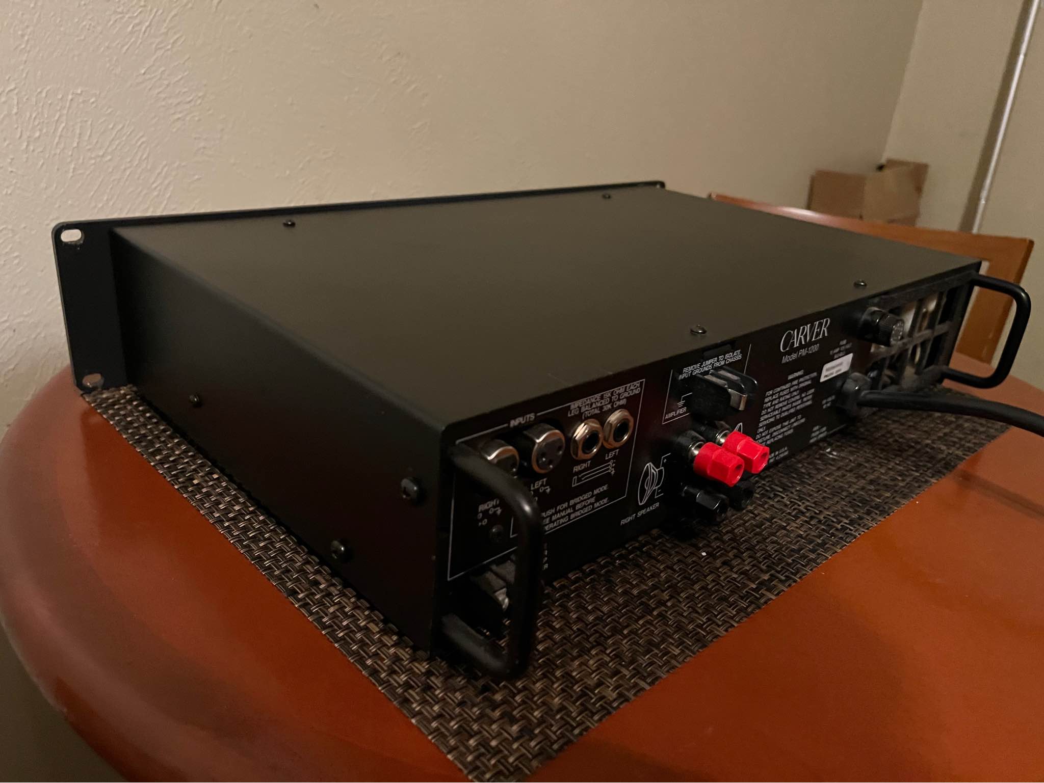 My Carver PM950 amplifier 2x475 watt 4 ohms, 2x325watt 8 ohms.