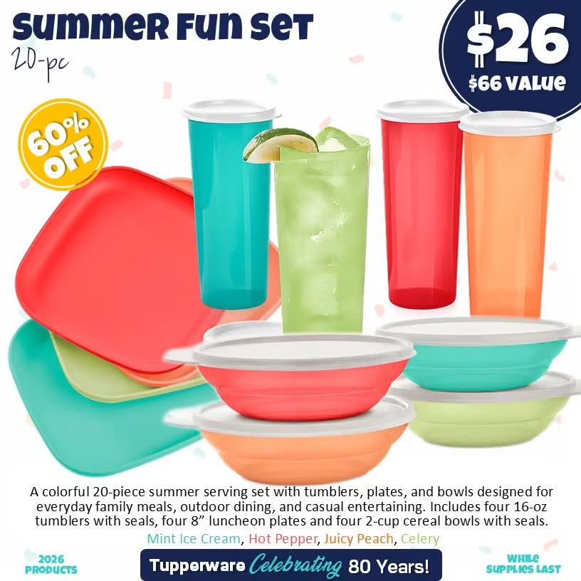 新品未使用　希少　Tupperware 超お得セット！　最終お値下げ Tupperware Summer Fun Set on sale for $26